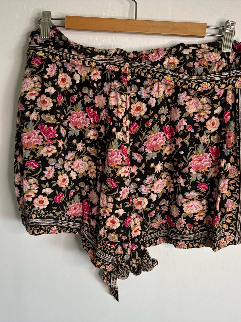 American Eagle Sz XL Floral Shorts Tie Belt Elastic Waist Boho Festival Hippie - Picture 4 of 11